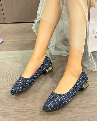 Модные осенние женские туфли-лодочки с острым носком на среднем каблуке для женщин туфли без застежек на неглубоких каблуках женские туфли для отдыха на открытом воздухе модные нескользящие мокасины