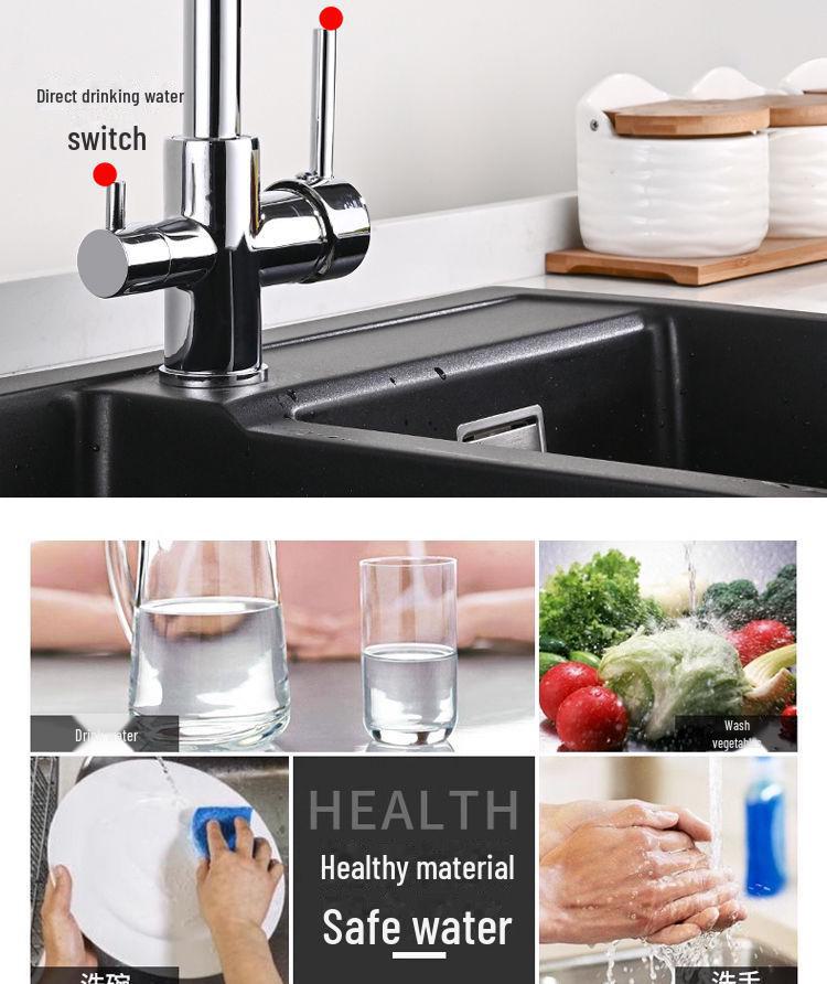 Rotatable Brass Kitchen Faucet: 3-in-1 Hot & Cold Water Purification with Splash-Proof Design