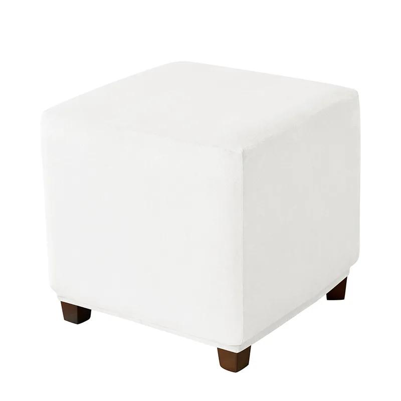 Elastic Square Ottoman Cover Stretch Velvet Footstool Covers Living Room Bedroom Footrest Stool Covers Furniture Protector