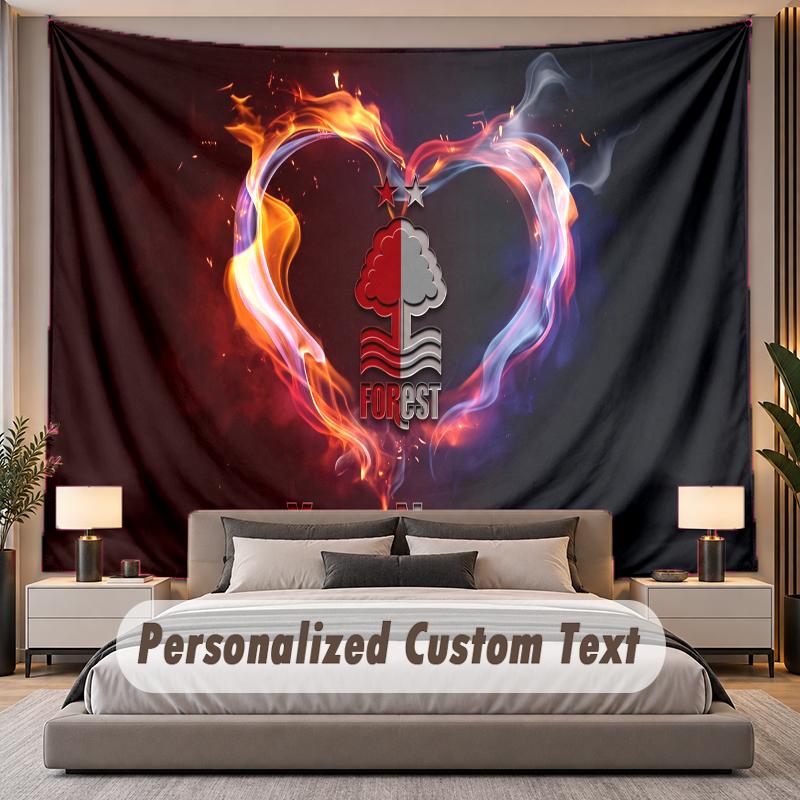 Custom Name Text Tapestry Nottingham Forest Personalized Polyester Wall Tapestry For Bedroom And Room