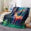Colorful Forest Deer  Print Flannel Blanket, High quality Comfortable for All Seasons, Home Decor, Warmth and Comfort