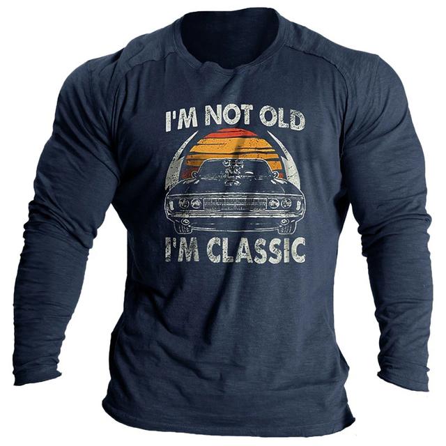 Vintage Men's Long Sleeve T-Shirt Word Tees Tops Graphics T-Shirts For Men 3D Slogan Printed Clothing Oversized Streetwear 5xl