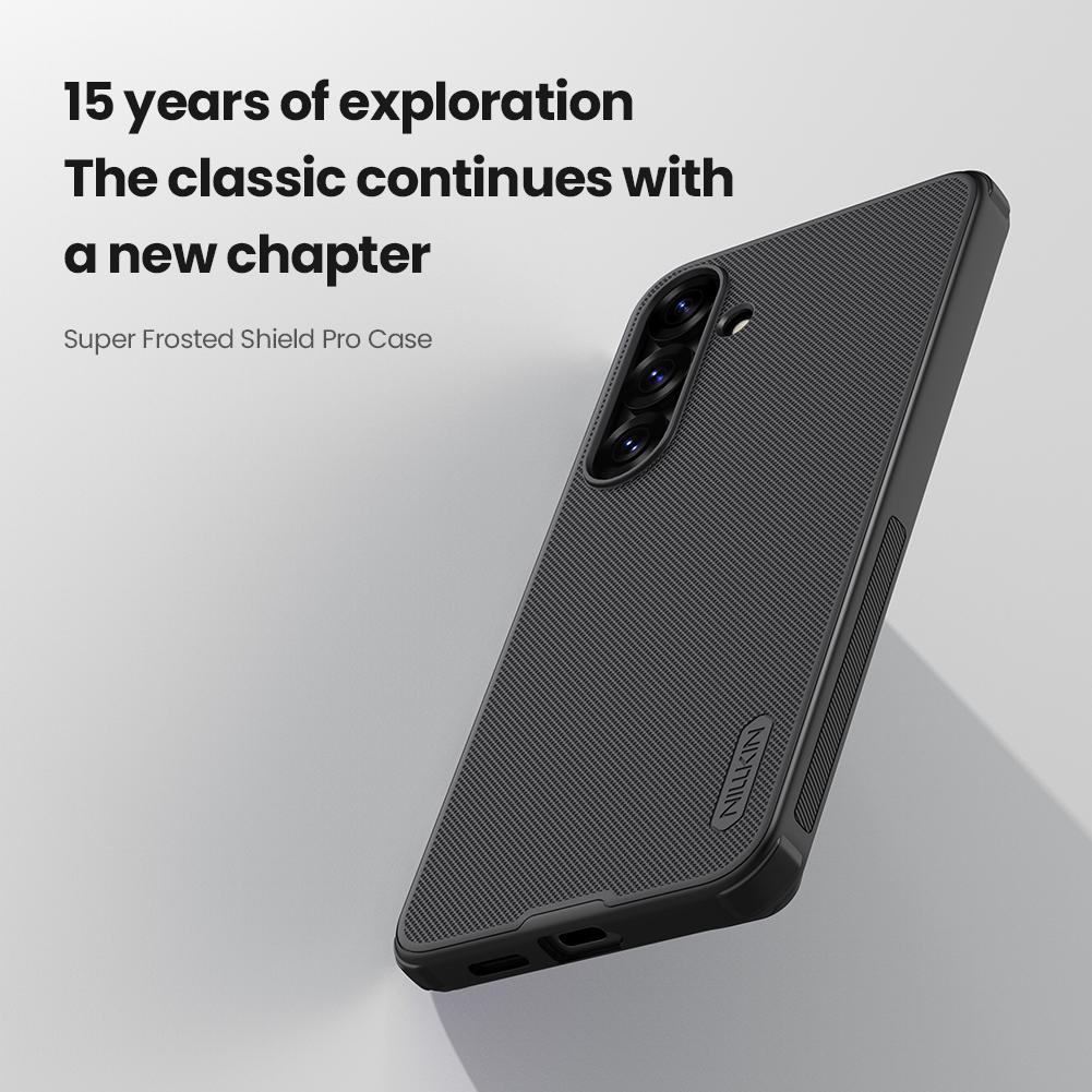 Чехол Nillkin для Samsung Galaxy S25 5G Super Frosted Pro с мягкой рамкой из ТПУ + жесткой задней крышкой из поликарбоната, противоударный защитный чехол