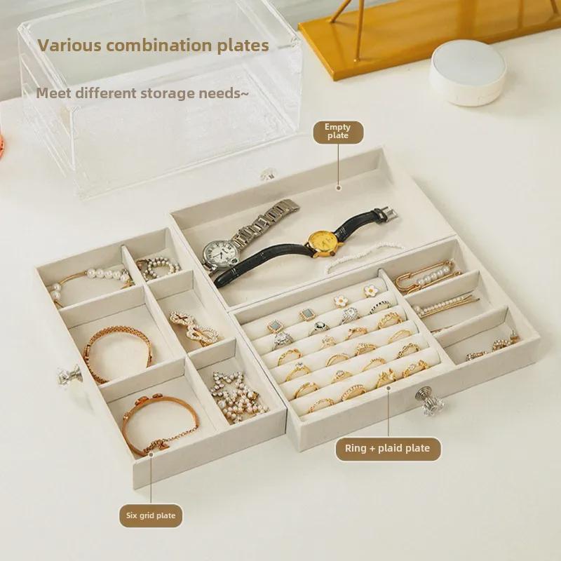 Элегантная многослойная шкатулка для украшений с большой вместимостью для сережек, ожерелий и колец
