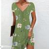 Летняя мода Женское платье с V-образным вырезом и короткими рукавами Ретро с цветочным принтом Сексуальное короткое платье
