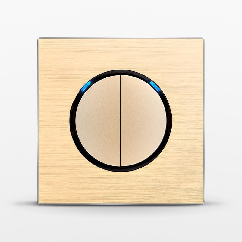 86 тип 1 2 3 4-клавишный 12-позиционный светодиодный индикаторный выключатель из алюминиевого сплава, универсальная роскошная настенная двойная розетка ЕС Франция Великобритания