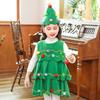 Children's Christmas Tree Costume Set Festive Girl Easy To Clean Xmas Hat Dress for Performance Cosplay Gifts