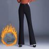 Женские утепленные флисом утолщенные повседневные брюки клеш с высокой талией и слегка расклешенными брюками от костюма