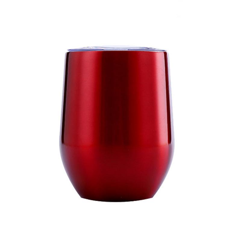 Custom 12oz Stainless Steel Double Layer Eggshell Insulated Vacuum Thermos Coffee Cup Outdoor Mini Egg Shaped Cup Mug with Lid