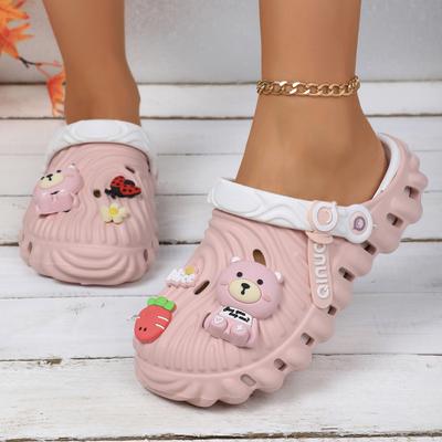 Летние женские тапочки Новые милые сандалии на мягкой подошве Комнатные мягкие противоскользящие женские сандалии Обувь с отверстиями Пляжная обувь