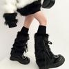 Bow Knot Leg Warmers Thickened Imitation Rabbit Fur Women Leggings Boots Cover Lolita Punk Harajuku Party Accessories