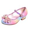 Fashion Girls' Leather Princess Shoes 2025 Children's Shoes Round-Toe Soft-Sole Girls High Heel Princess Crystal Party Dance Shoes