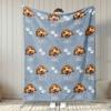 Dog Face Paw Print Flannel Throw Blanket Ultra Soft Warm Blanket for Sofa Bed, Cute Pet Dog Pattern Home Decor Gift for Dog Lovers