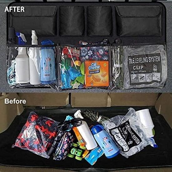 Car Trunk Organizer and Storage, Backseat Hanging Organizer for SUV, Truck, MPV,Van Collapsible Cargo Storage Bag with 7 Pockets, Car Interior