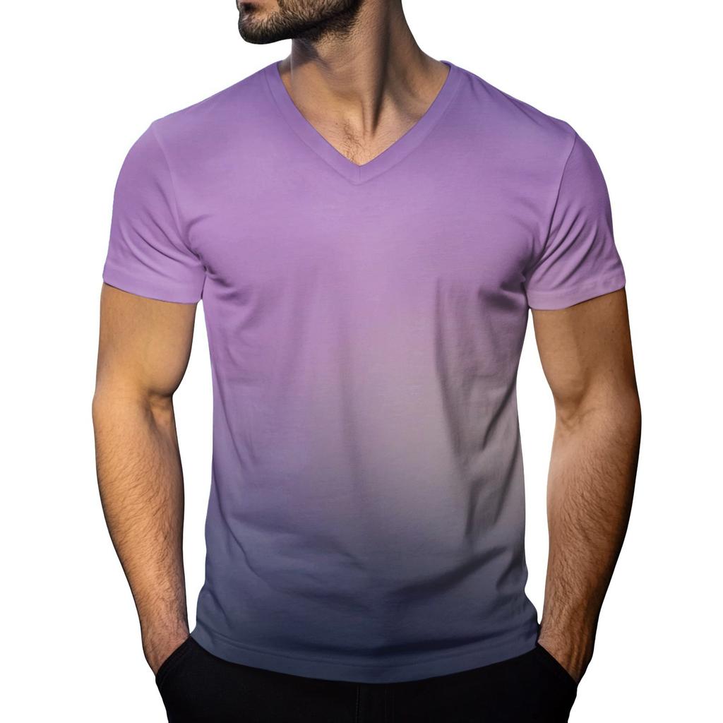 Мужская модная футболка с коротким рукавом и V-образным вырезом