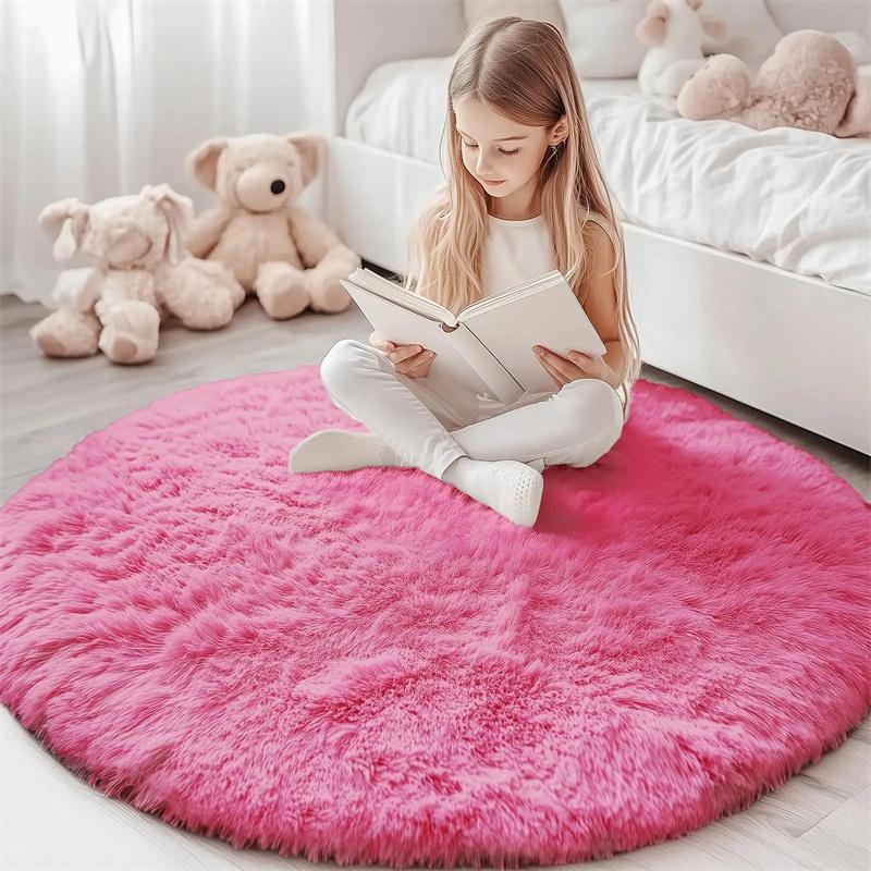 Plush Carpets Fluffy Ultra Soft Indoor Modern Area Rugs Living Room Play Mats Fluffy Round Rugs For Girls Bedroom