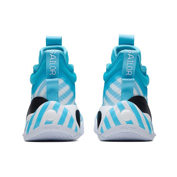 Anta Баскетбольные кроссовки KT7 Sailor Soup Nitrogen Technology с высоким берцем, нескользящие, мужские, белые, синие, 112231101-2