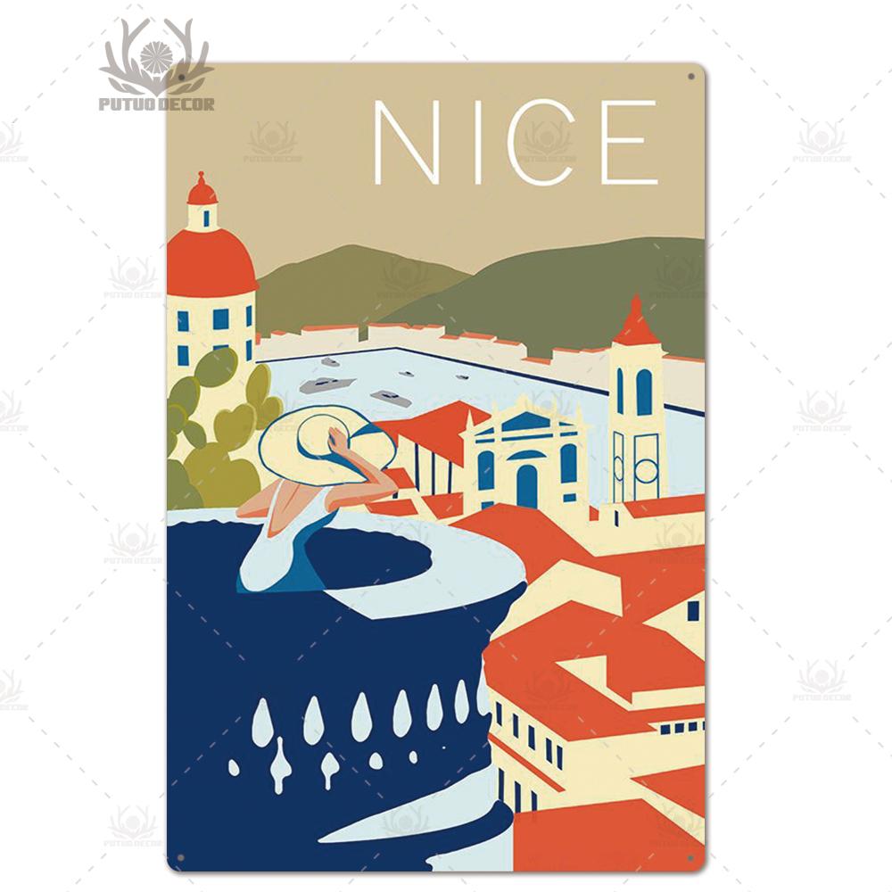 Decor Travel Tin Sign Plaque Metal Plate Vintage Wall Art Poster for Home Living Room Beach House Iron Painting