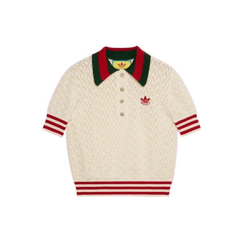 Gucci X Adidas Originals Поло SS22 Унисекс Белый 693832-XKCDM-9133