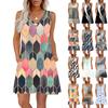 Women's Summer Dresses Loose Fit Printed V Neck Sleeveless Sundresses Beach Hawaiian Dress With Pockets