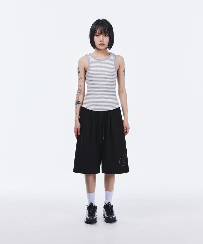SCALLYWAG Side Big Logo Bermuda Sweat Shorts [Black]