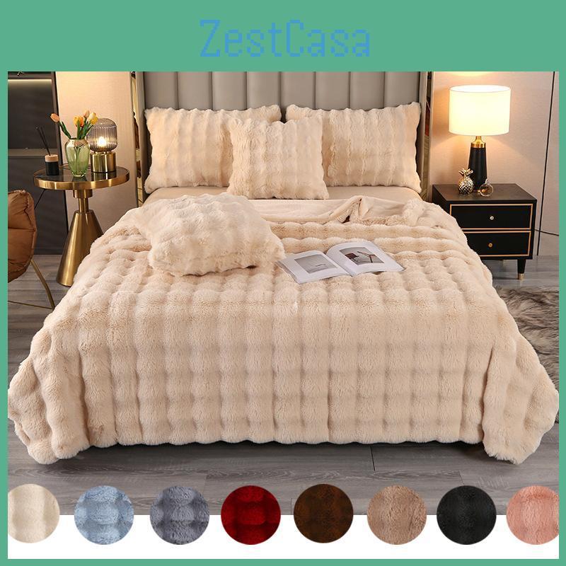 Fur Thickened Rabbit Layer Double Warm Sofa Napping Blanket Faux Fur Blanket