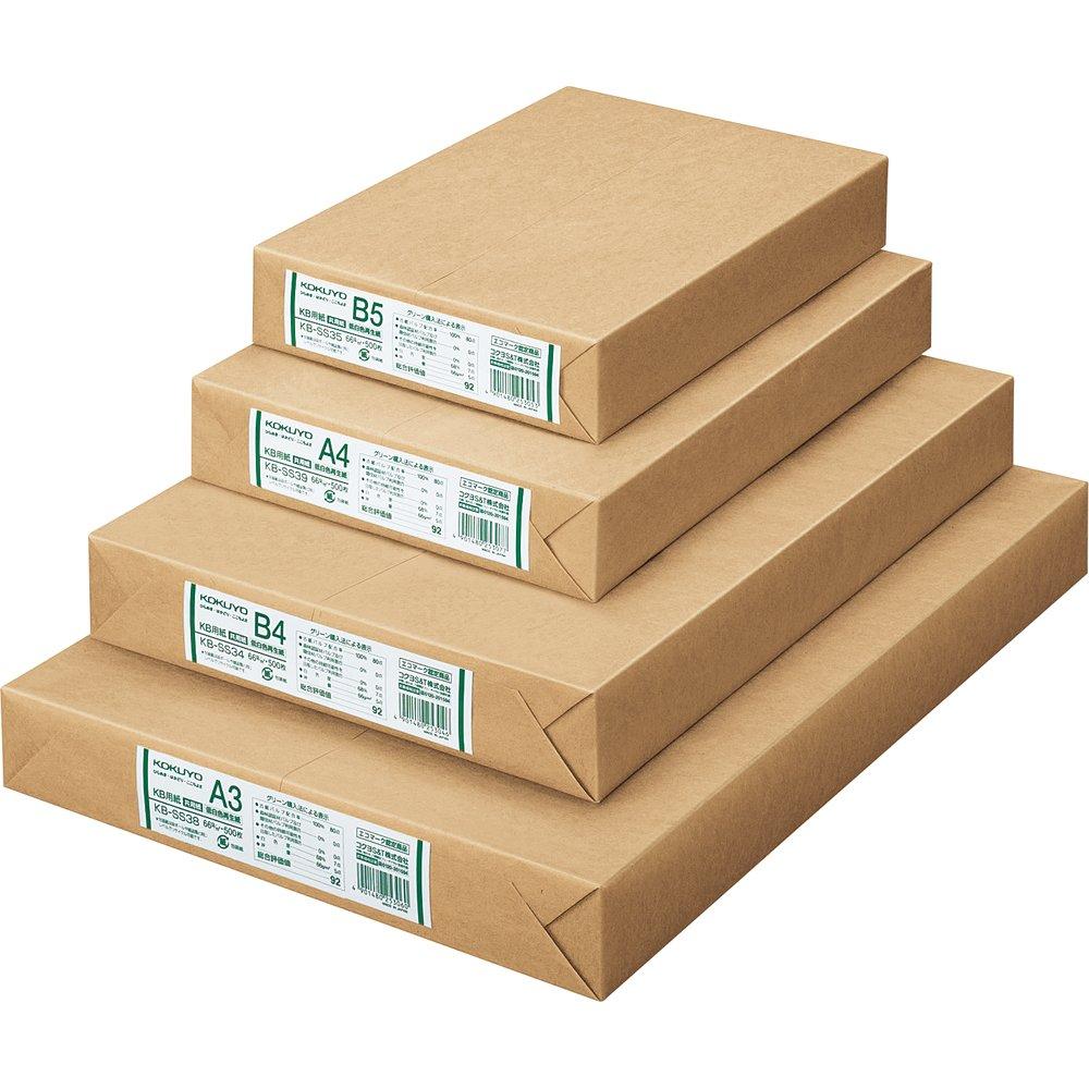 KOKUYO Copy Paper 500 PPC low whiteness recycled 66G A3, 0.10mm thickness, sheets, paper, general-purpose paper, paper, KB-SS38