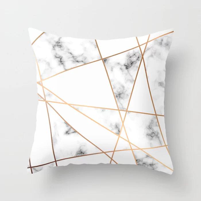 New Sofa Pillowcase, Marble Pattern Peach Leather Velvet Material Pillowcase, Soft