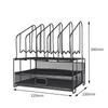 Настольный органайзер для бумаги, 2-х уровневый лоток для писем с 5 вертикальными держателями файлов, настольный органайзер из черной сетки для класса, дома или офиса