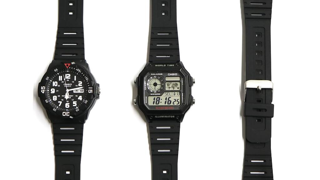 Casio AQS810W S800W SGW 300H 400H AE 1000 1300 1200 и т.д. Совместимый сменный ремень 18 мм резиновый [SOUBI] W-218 ca-023 (черный)