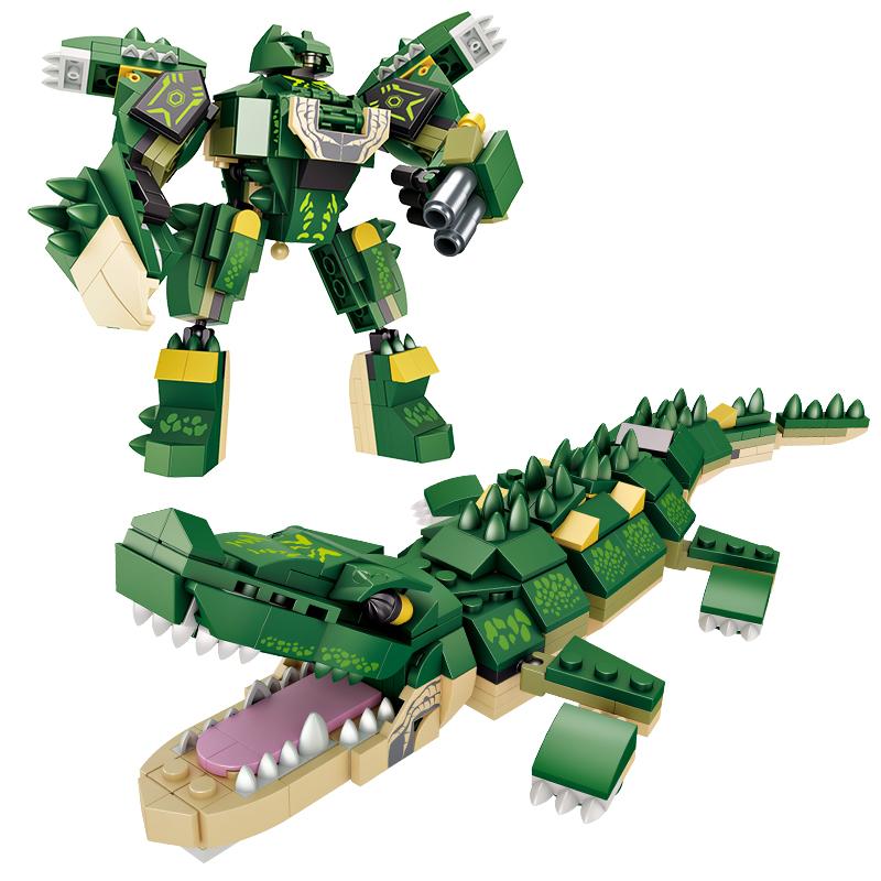 Городской мир крокодил Жираф Носорог Лев Орангутанг Робот Оружие Парк Строительные блоки Меха Бой Фигурки Кирпичи Игрушки Дети