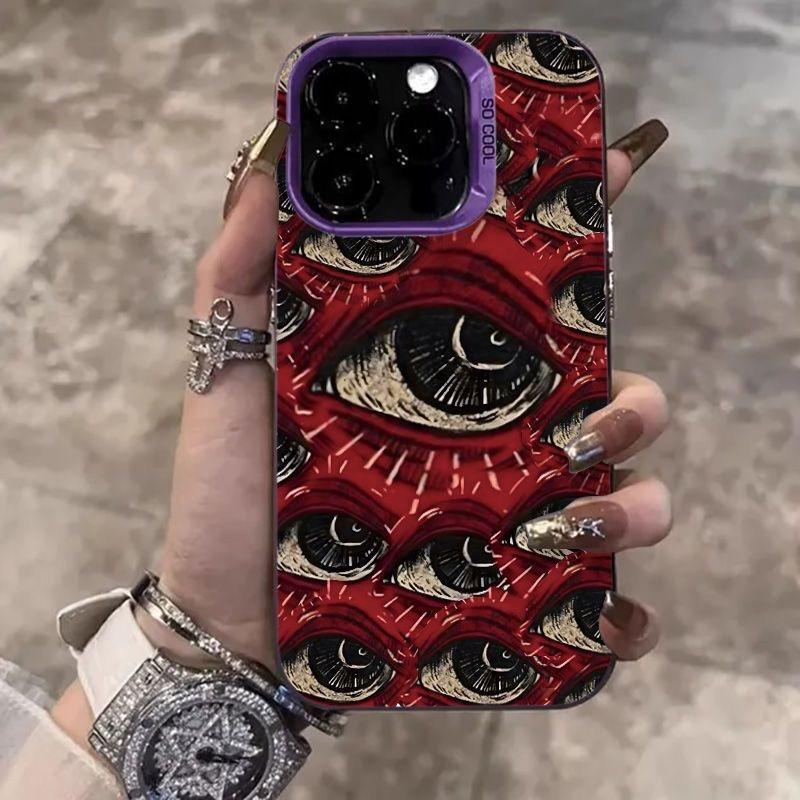 Мягкий чехол для телефона с жутким рисунком красных глаз для iPhone 16 15 14 12 11 13 Pro Max 14Plus 12 13 Mini 7 8 Plus X XS Max XR, задняя крышка