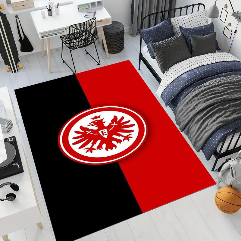 Eintracht Frankfurt Half Red Black Eagle Logo Rug, Non Slip Floor Mat for Living Room Bedroom Home Decor