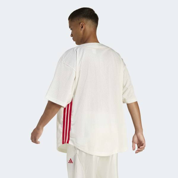 Adidas Loose Fit Stadium Mesh Baseball Shirt 5 Button Closure