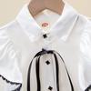 Весна и осень Новый стиль кукольный воротник милый длинный рукав модный топ для девочек белая рубашка школьная форма для студентов