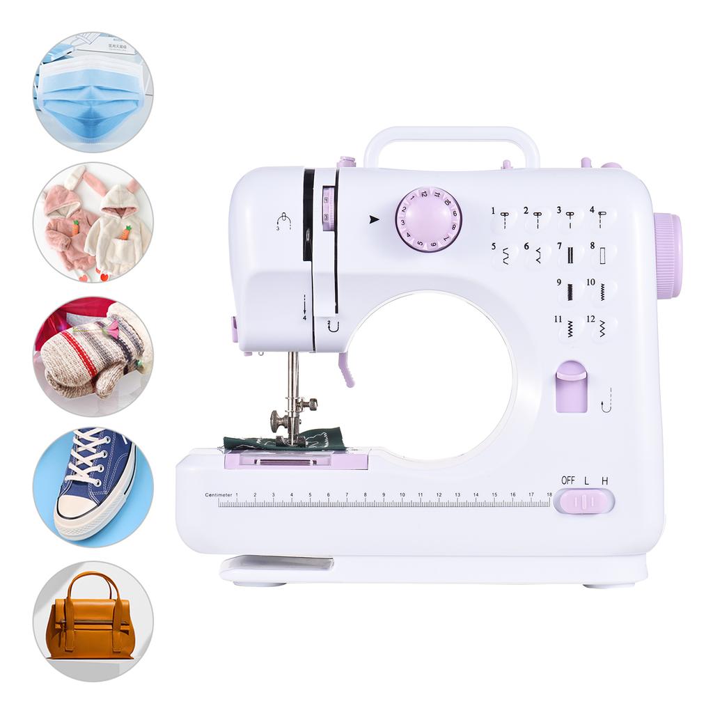 Высококачественная многофункциональная бытовая швейная машина, регулируемая 2-скоростная педаль со светодиодной подсветкой, 12 стежков