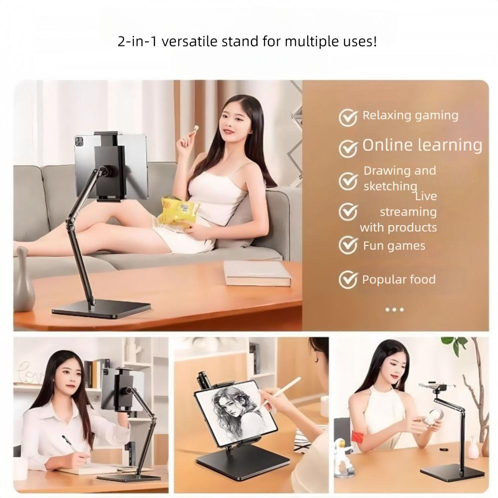 Foldable Tablet Stand 360° Rotation Lazy Viewing Stand for Desk & Video Recording