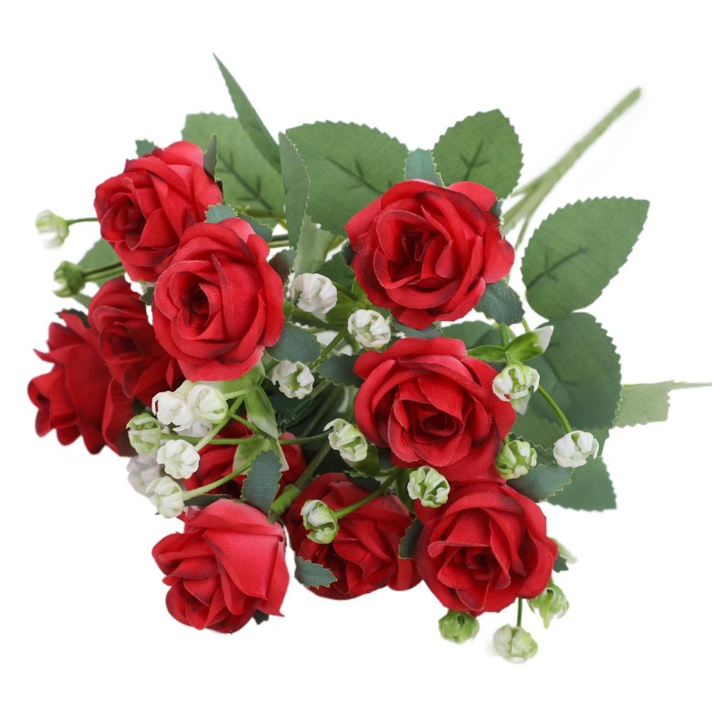 Букет искусственных роз своими руками 10 головок Искусственные цветы камелии и пиона Домашний декор