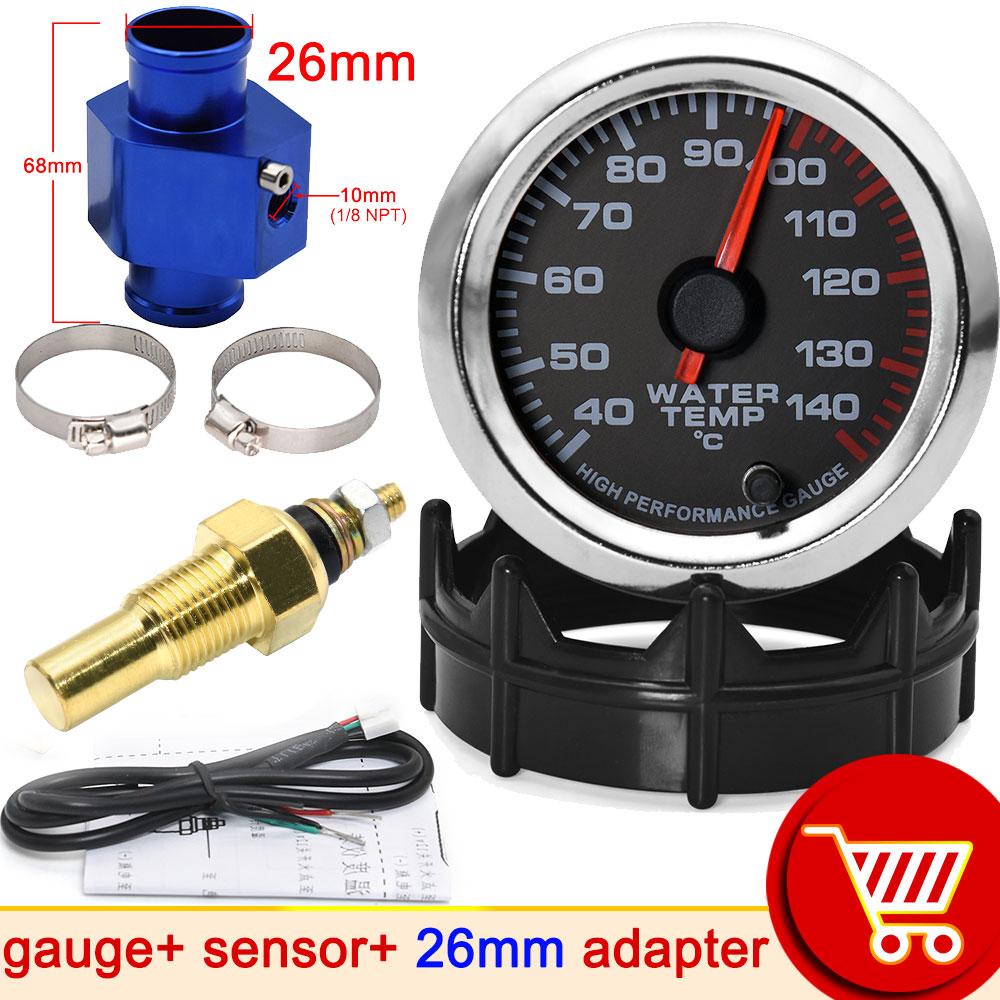52MM Water Temperature Gauge 40-140 Celsius Car Water Temp Joint Pipe Sensor Adapter 1/8NPT Temperature Indicator for Car