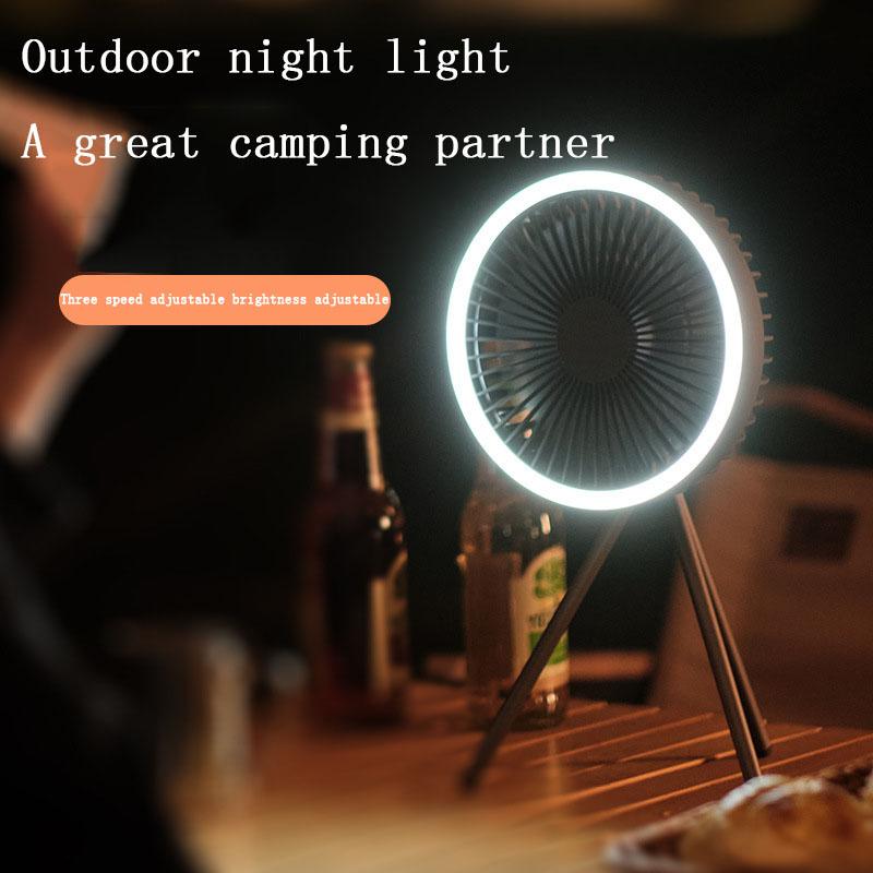 10000mAh Camping Fan Rechargeable Desktop Portable Circulator Wireless Ceiling Electric Fan with Power Bank LED Lighting Tripod