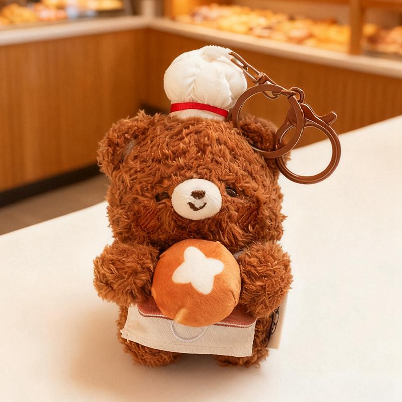 1Pc 12CM Kawaii Bear Holding Bread Plushie Toy Lovely Cake Nest Contain Plush Bear Rabbit Cat Dog Plush Pendant Toy Cute Gifts