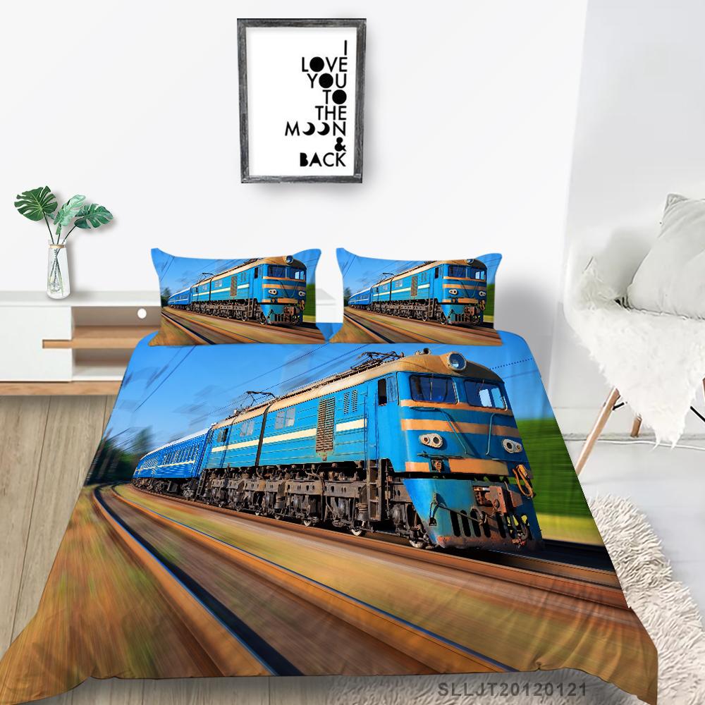 Комплект пододеяльников Train King, один размер, креативная картина с изображением автомобиля, модное постельное белье, костюм, высокое качество, домашняя постельная одежда