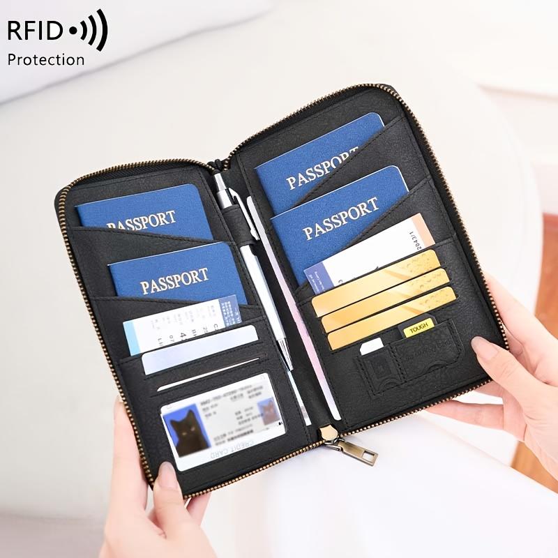 Многофункциональный держатель для паспорта с RFID-защитой, вертикальный кошелек для карт, дорожный органайзер для наличных, карт, удостоверения личности, для ежедневного использования на улице