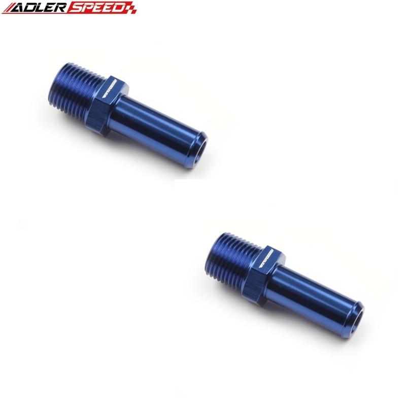 2PCS Aluminum 3/8" NPT To 1/2" Barb End Straight Fuel Oil Aluminum Fitting Adapter Blue