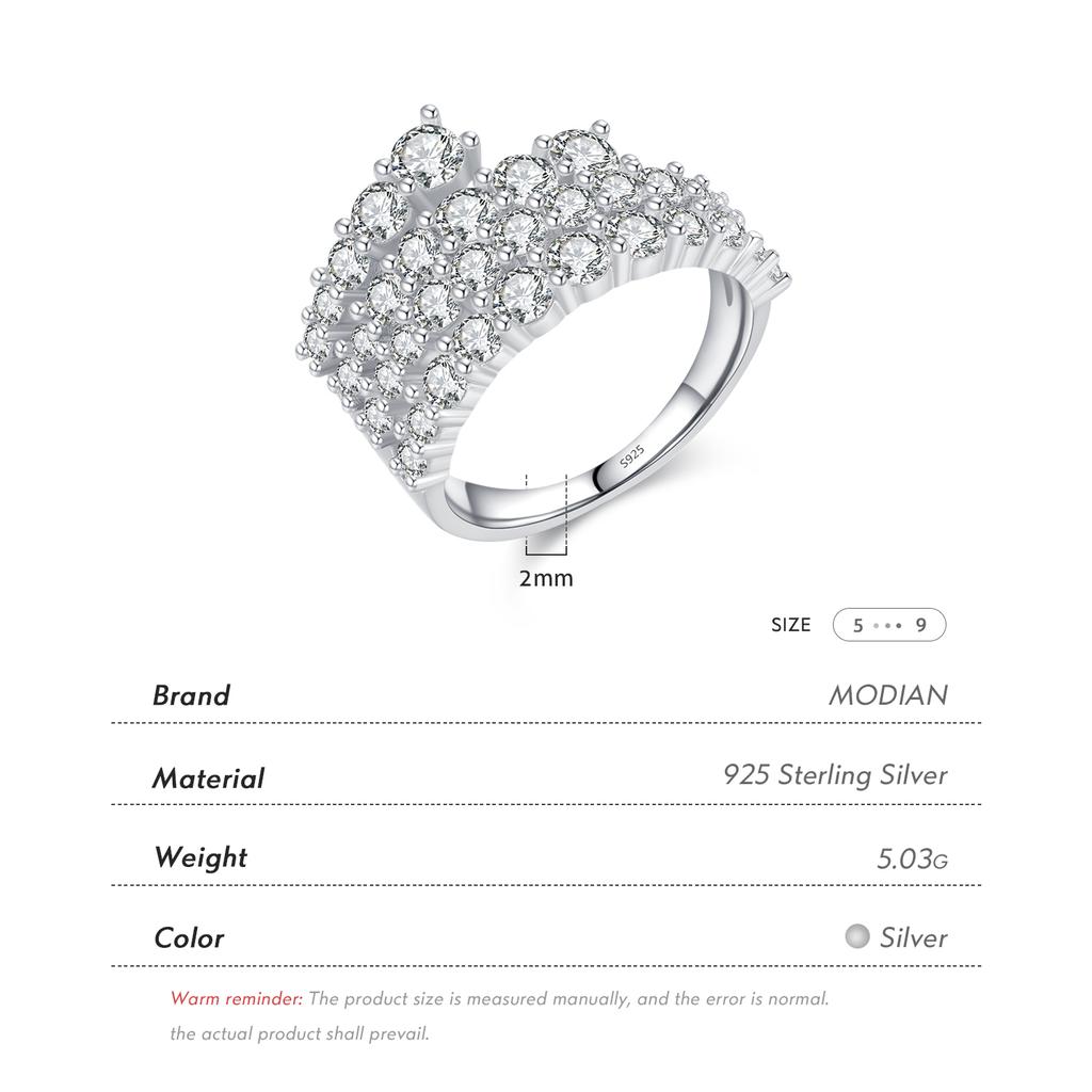 MODIAN 925 Silver Classic Sparkling High Level Zirconia Trendy Finger Ring Party Luxury Wedding Jewelry For Women Gift