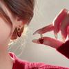 Luxury Red Heart Square Glazed Ear Cuffs