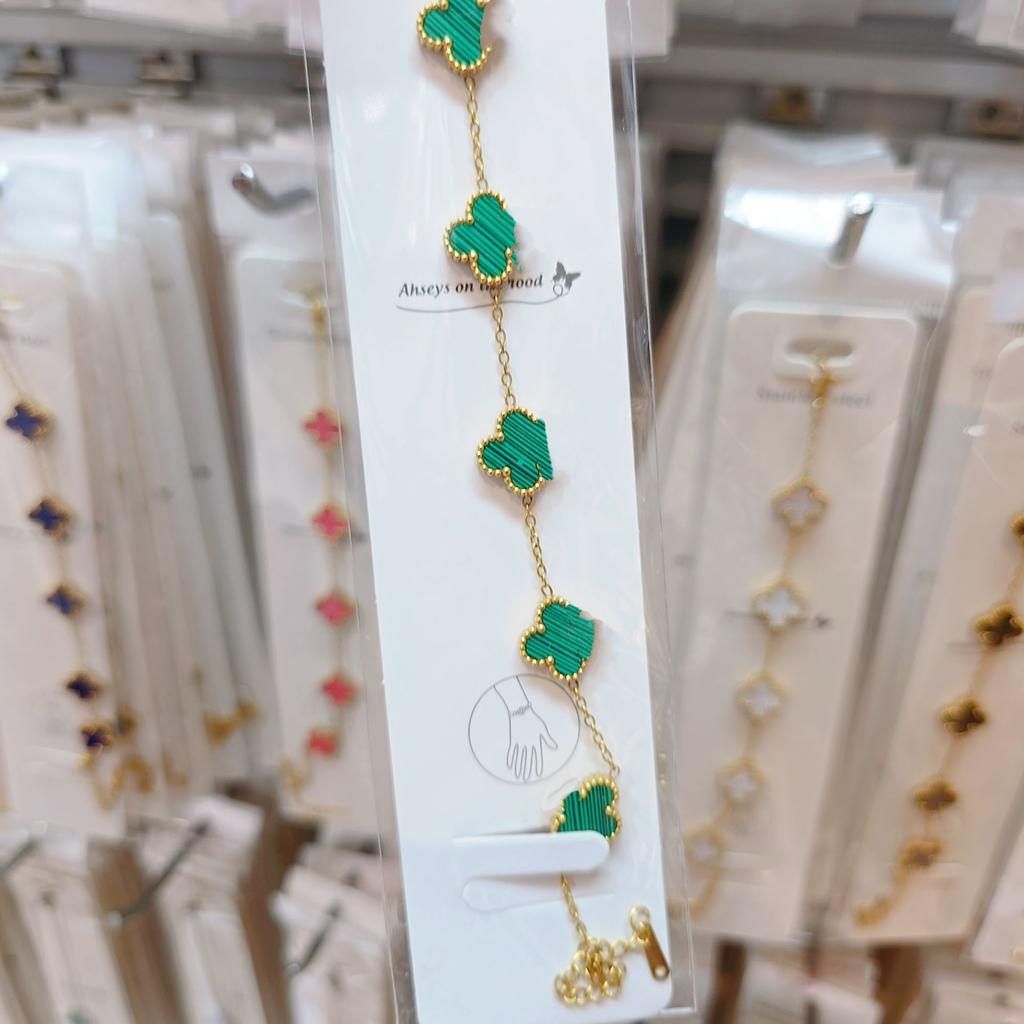 Двусторонний браслет «Пятицветник», «Четырехлистный клевер», титановая сталь, не выцветает, легкая роскошь, ювелирное изделие высокого класса