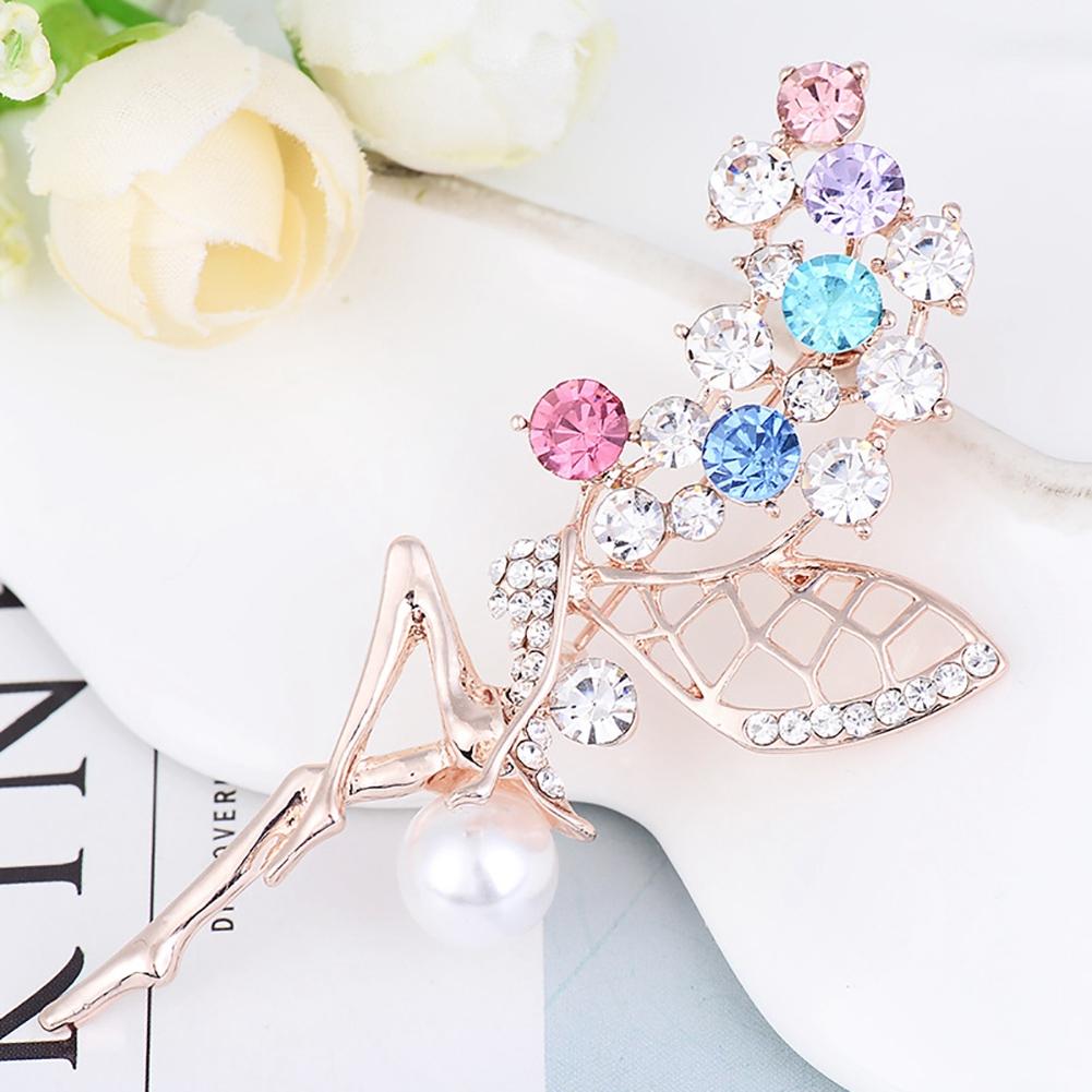 Alloy Flower Fairy Brooch Pin Women Lady Clothes Decoration