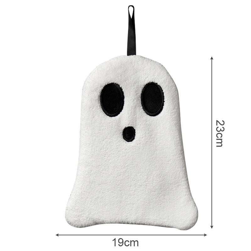 Cartoon Ghost Hand Towel Halloween Embroidered Ghost Handkerchief Kitchen Bathroom Dishcloths Rag For Drying Cleaning Cooking