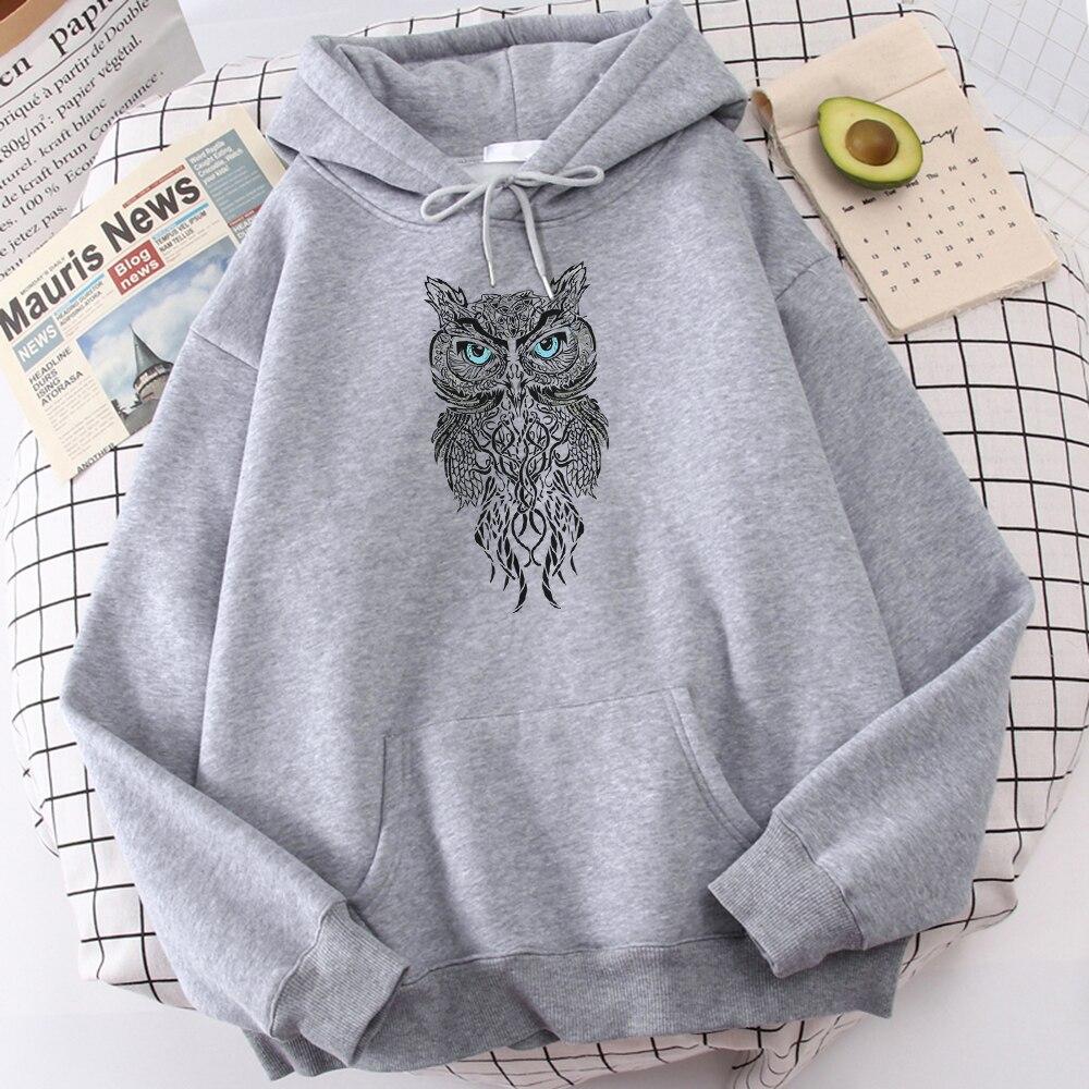 Толстая зимняя мужская толстовка с принтом совы, спортивная одежда, флисовая осенняя мужская удобная толстовка с капюшоном большого размера